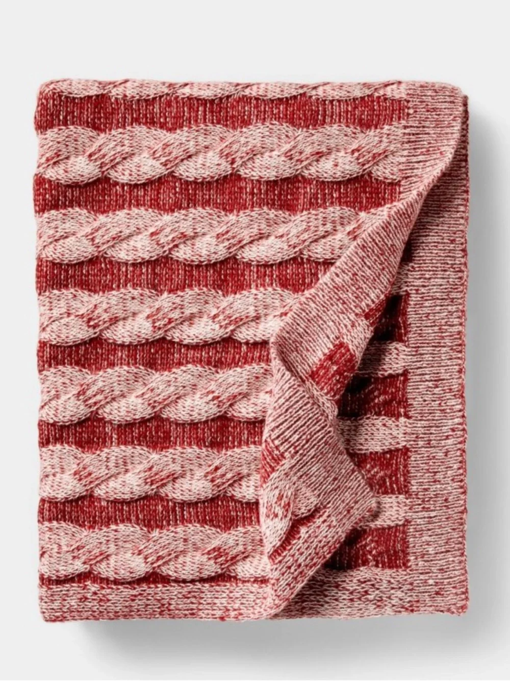 Threshold Braided Cable-Knit Throw in Red and Cream